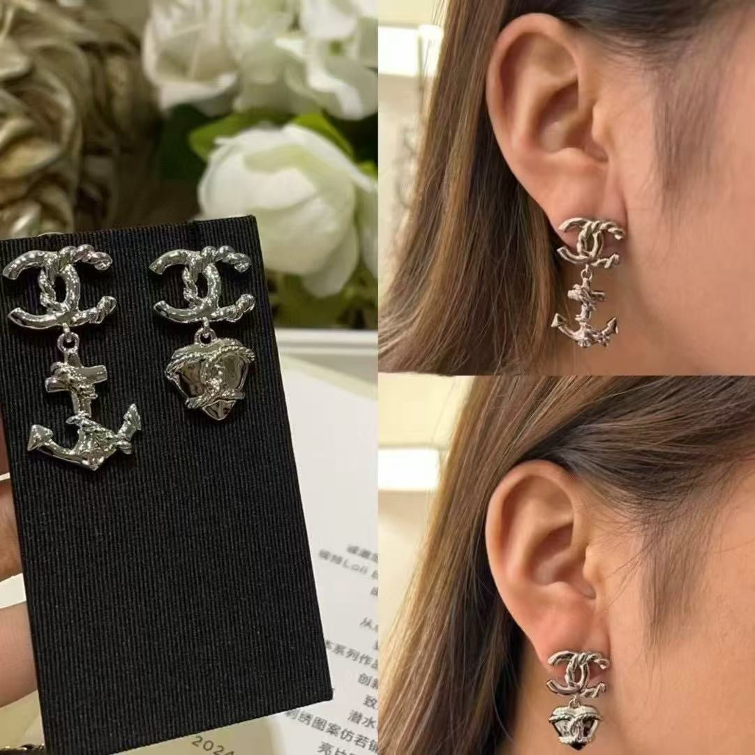 Chanel Heart Anchor Earrings