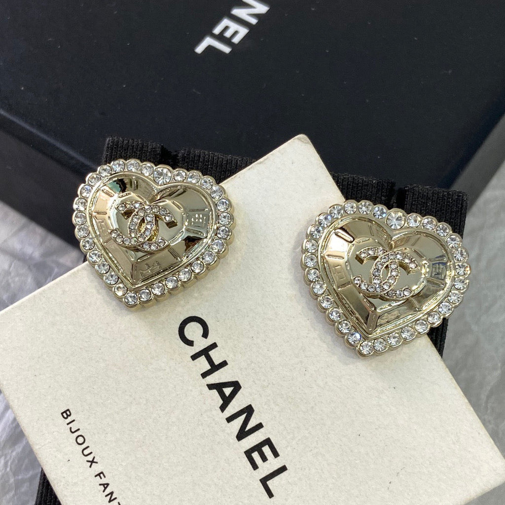 Chanel Gold Heart Earrings