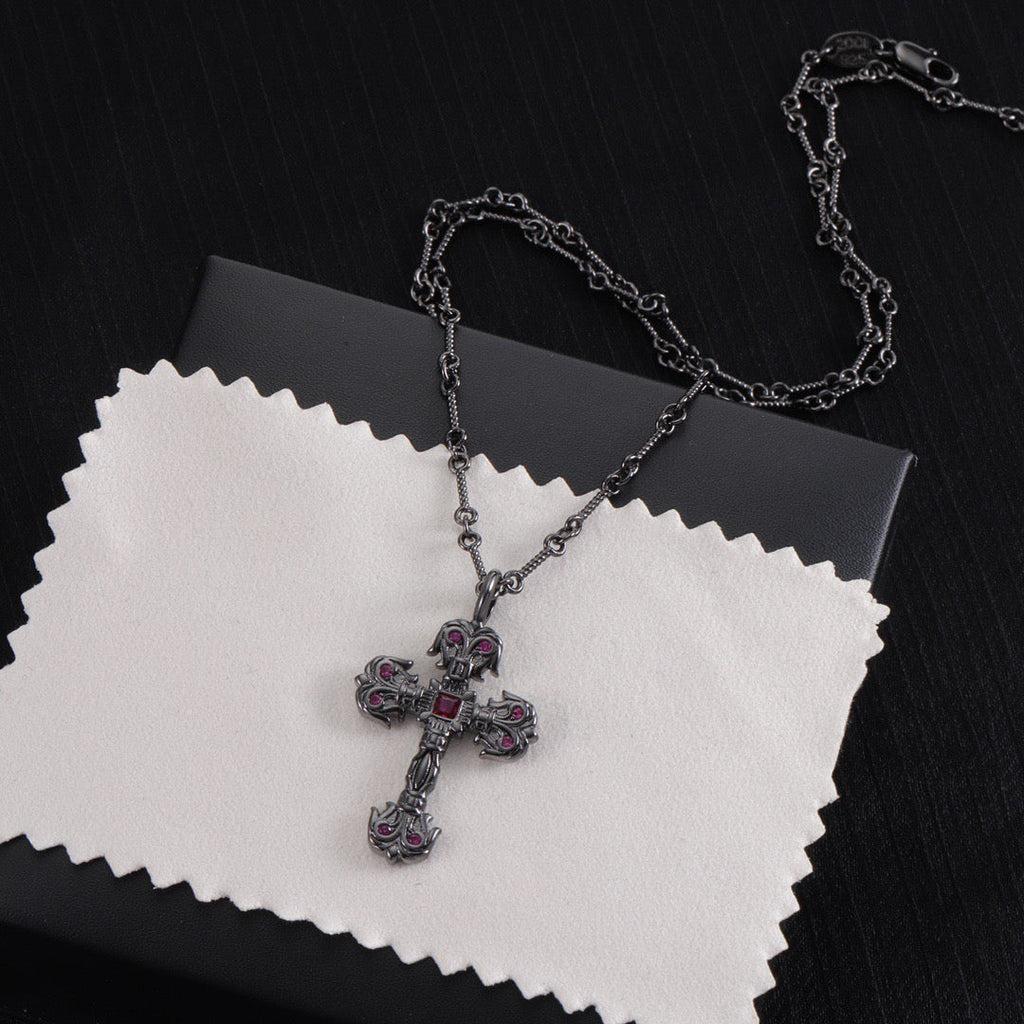 Chrome Hearts Black Purple Diamond Necklace
