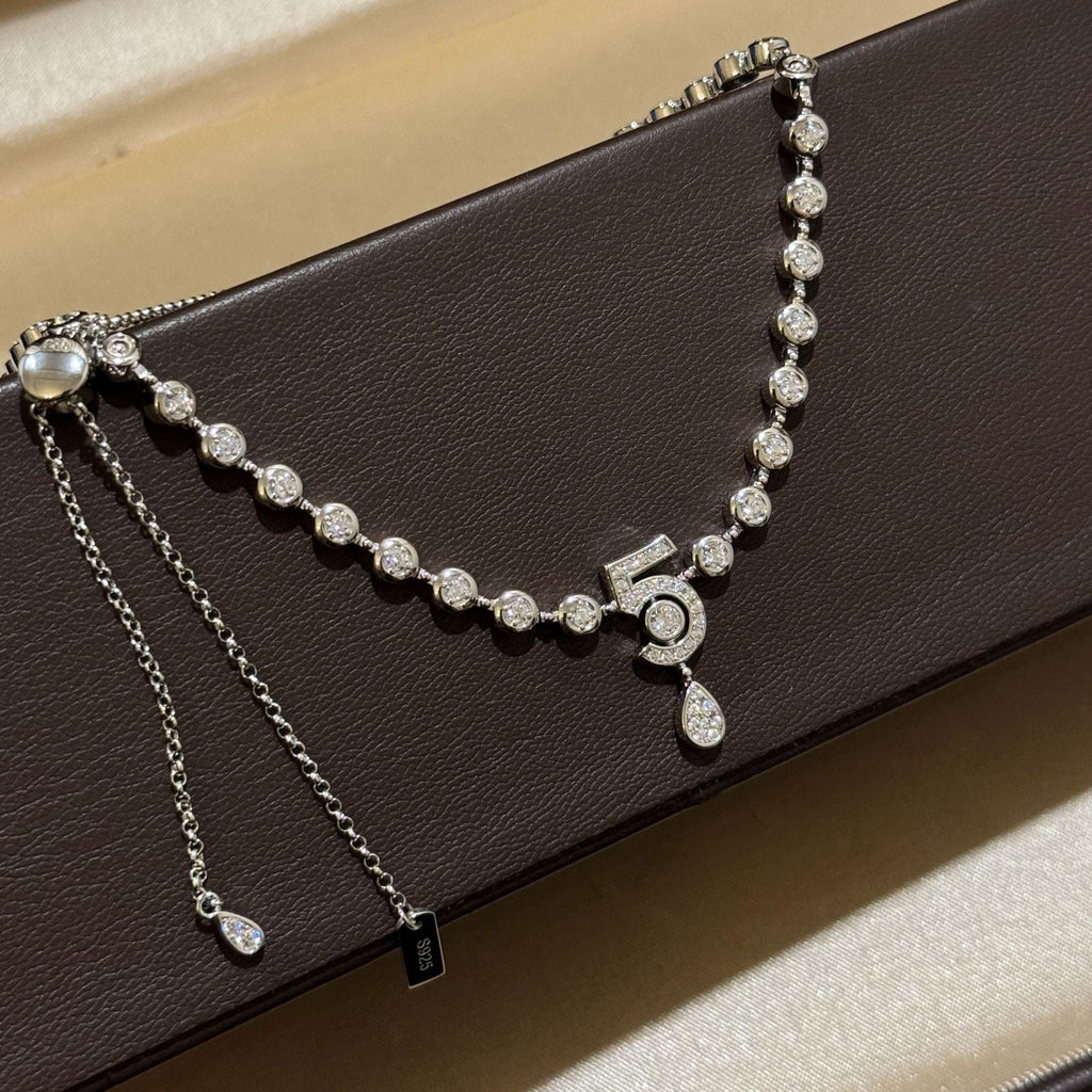 Chanel Number 5 Diamond Necklace Bracelet