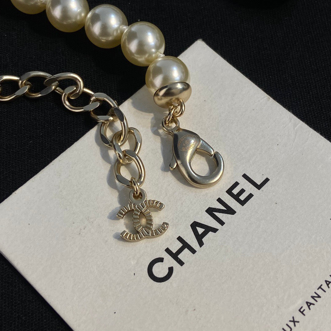 Chanel Pink Pearl Necklace
